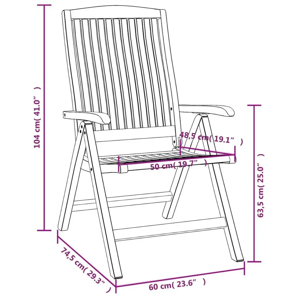 vidaXL - Tuinstoelen - Bruin - Teakhout - 2 stuks - Verstelbaar