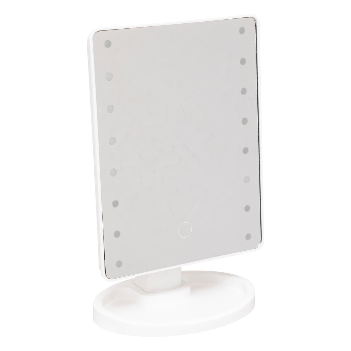MIROIR SUR PIED LED RECTANGLE BLANC 16X28CM