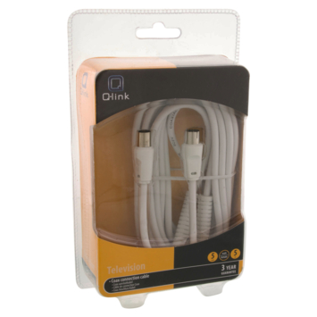 Q-Link coax kabel 3CV2 HF 5 meter stekker recht wit