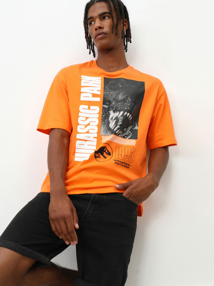 Camiseta estampada Universal Junassic Park - Laranja