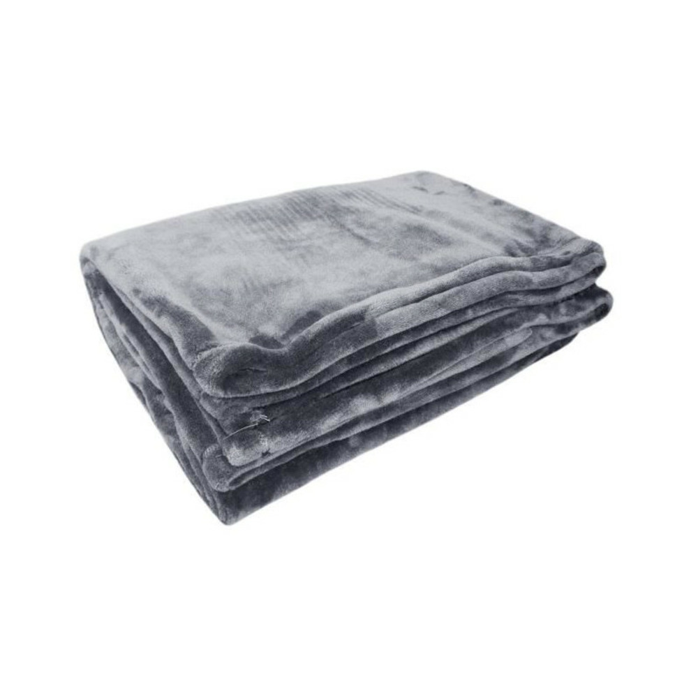 Couverture microflanelle 220x240 cm gris