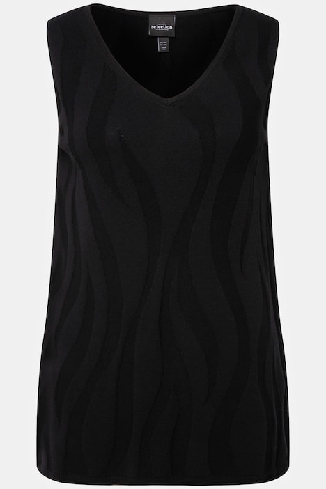 Stricktop, Wellen-Design, V-Ausschnitt, ärmellos