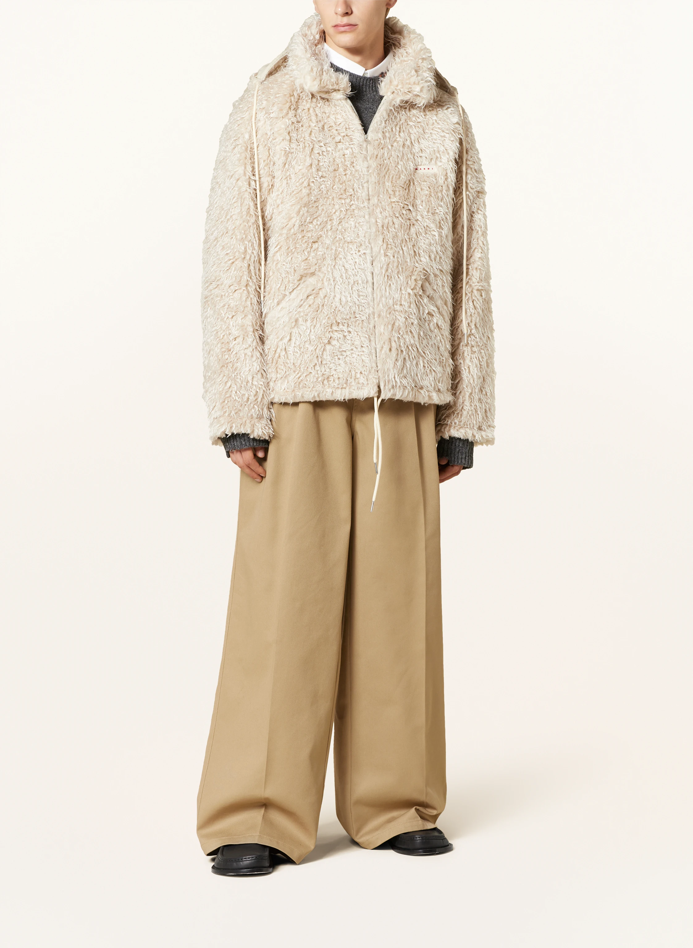 MARNI Teddyfell-Jacke mit abnehmbarer Kapuze