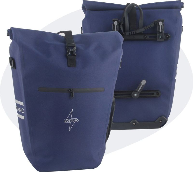 Voltano - Luxe E-bike Fietstas - Marine Blauw - 28L - Pakaftas Met Laptopvak - 100% Waterdicht