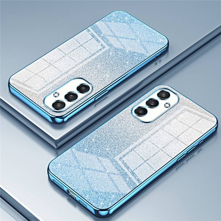Samsung Galaxy S25 Gummi Case Schutzhülle im Glitzer Design - Blau / Silber