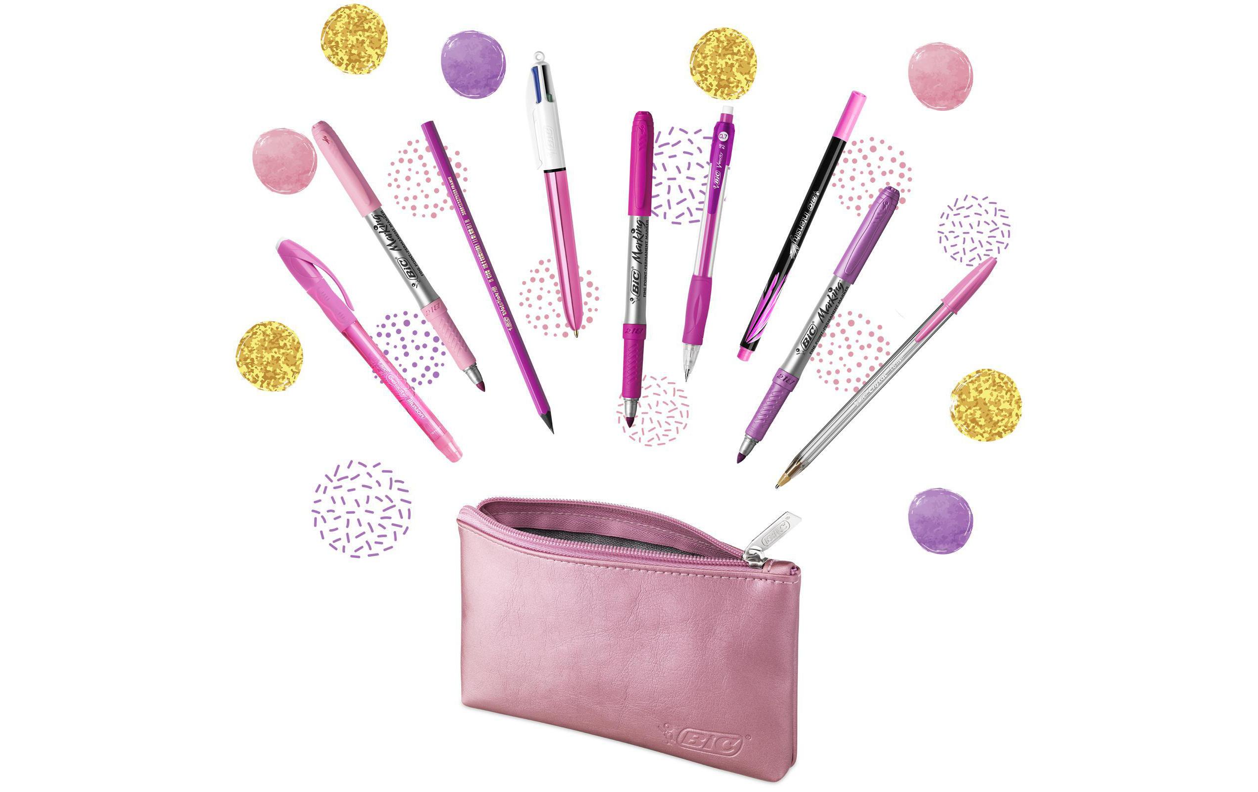 Kugelschreiber Pink und Purpleset 10-teiligFedermäppchen Set