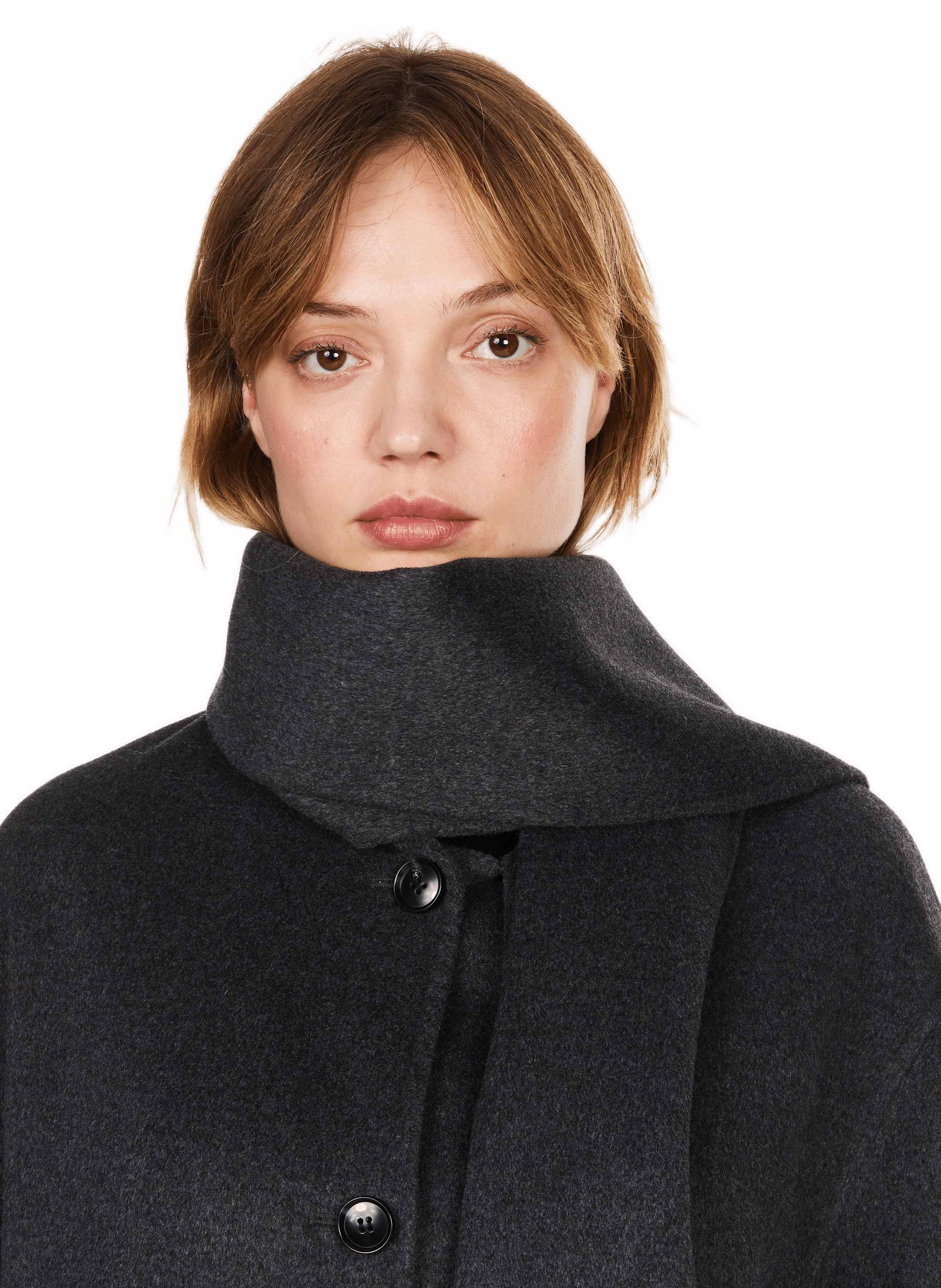 UACHO - Manteau long avec écharpe en laine mélangée | Gris