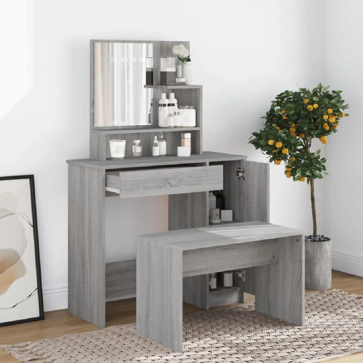 vidaXL Coiffeuse Sonoma 86.5x35x136 cm