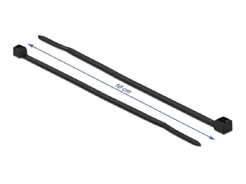 Delock Kabelbinder Schwarz 100 mm x 2.5 mm, 100 Stück Hitzebeständiger Kabelbinder