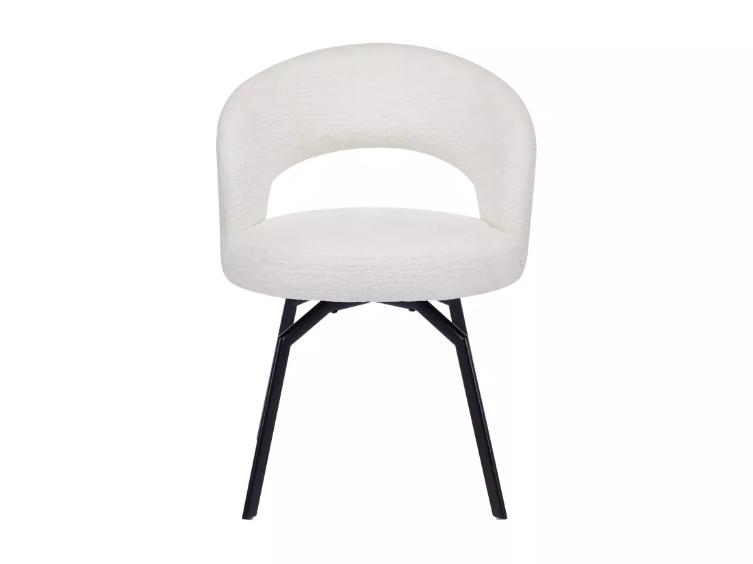 Lot de 2 chaises pivotantes en tissu texturé et métal noir - Crème - MILEANE