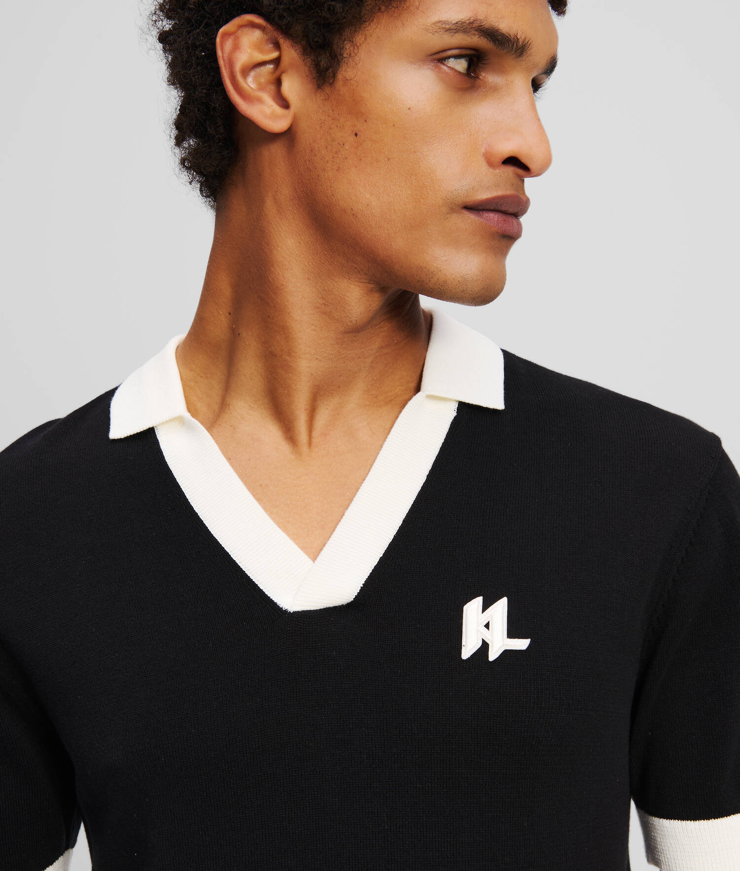 POLO EN TRICOT IMPRIMÉ KL MONOGRAM - Noir