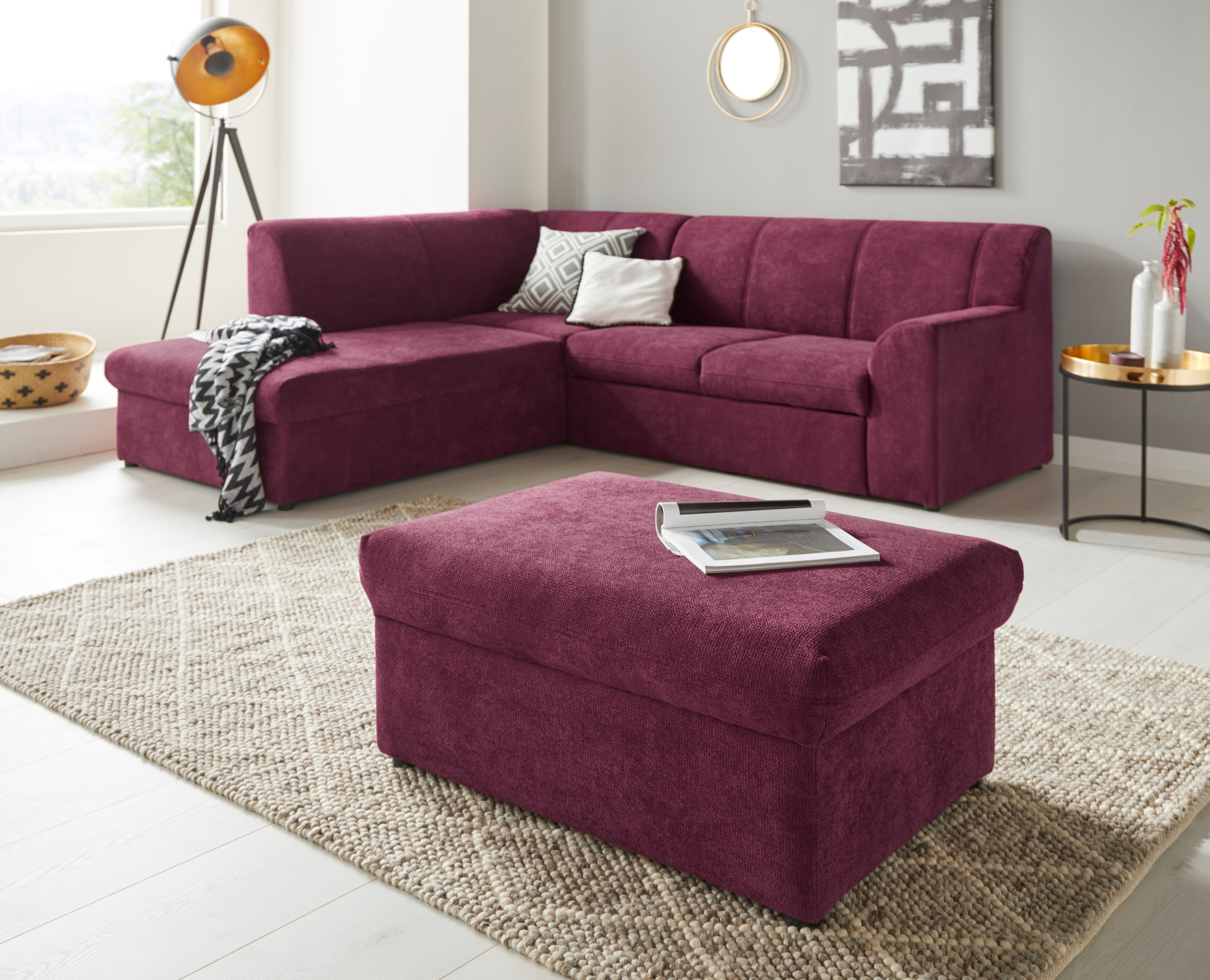 DOMO collection Hocker »Topper« mit Wellenunterfederung, auf Kunststoffgleitern
