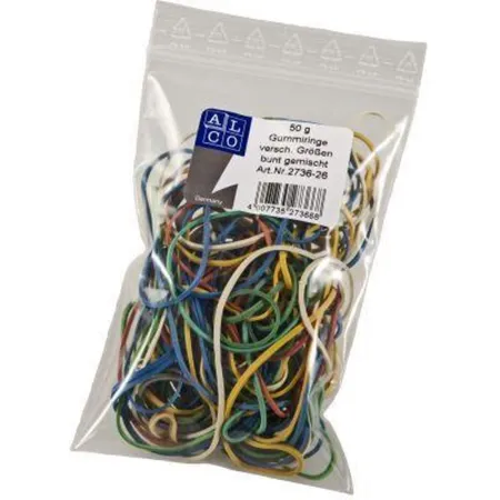 Alco 2736-26 Gummiringe in verschiedenen Farben und Größen, 50g