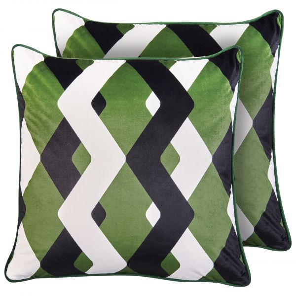 Beliani Conjunto de 2 Almofadas de Jardim em Poliéster Multicolorido 45 x 45 cm com Padrão Geométrico Acessório de Jardim
