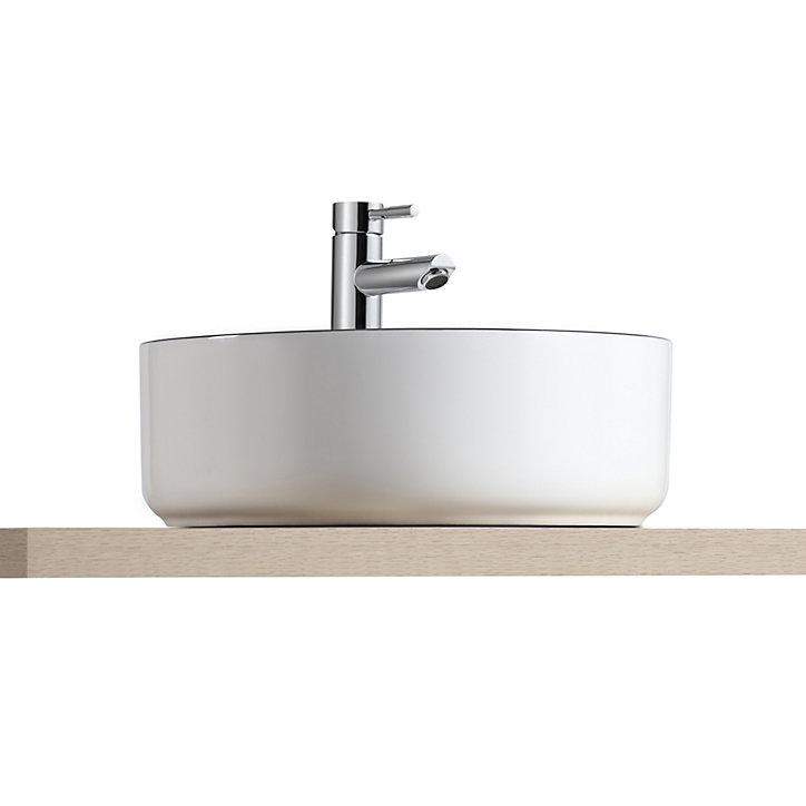 Vasque à poser ronde céramique blanc et noir Kala