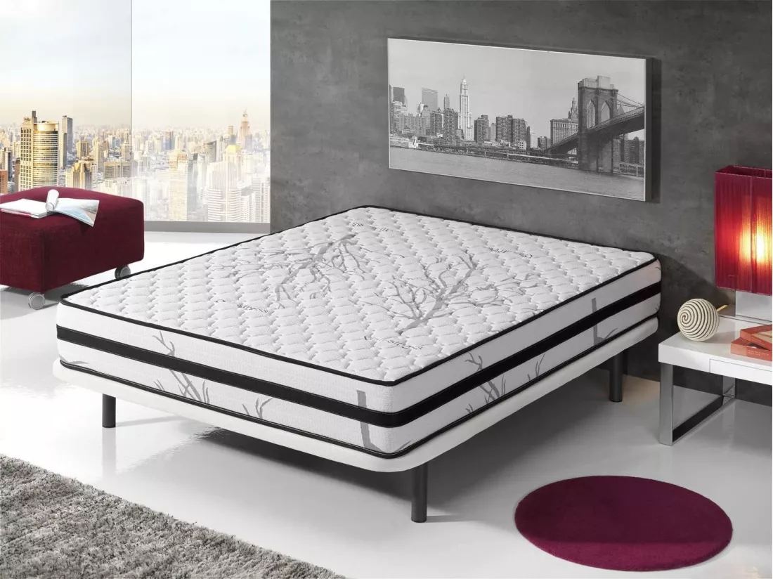 Matelas 140x190 mousse therapy carbone anti stress® | mousse h.r. | épaisseur 19 cm | orthopédique | tissu 3d système airfresh