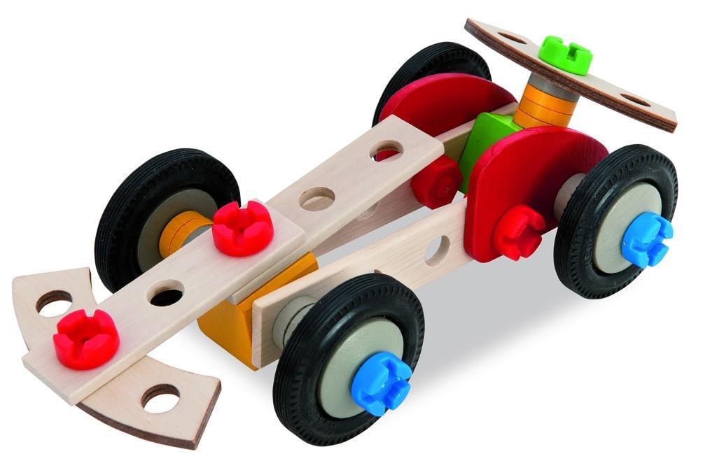 Holz-Rennauto CONSTRUCTOR 50-teilig in bunt