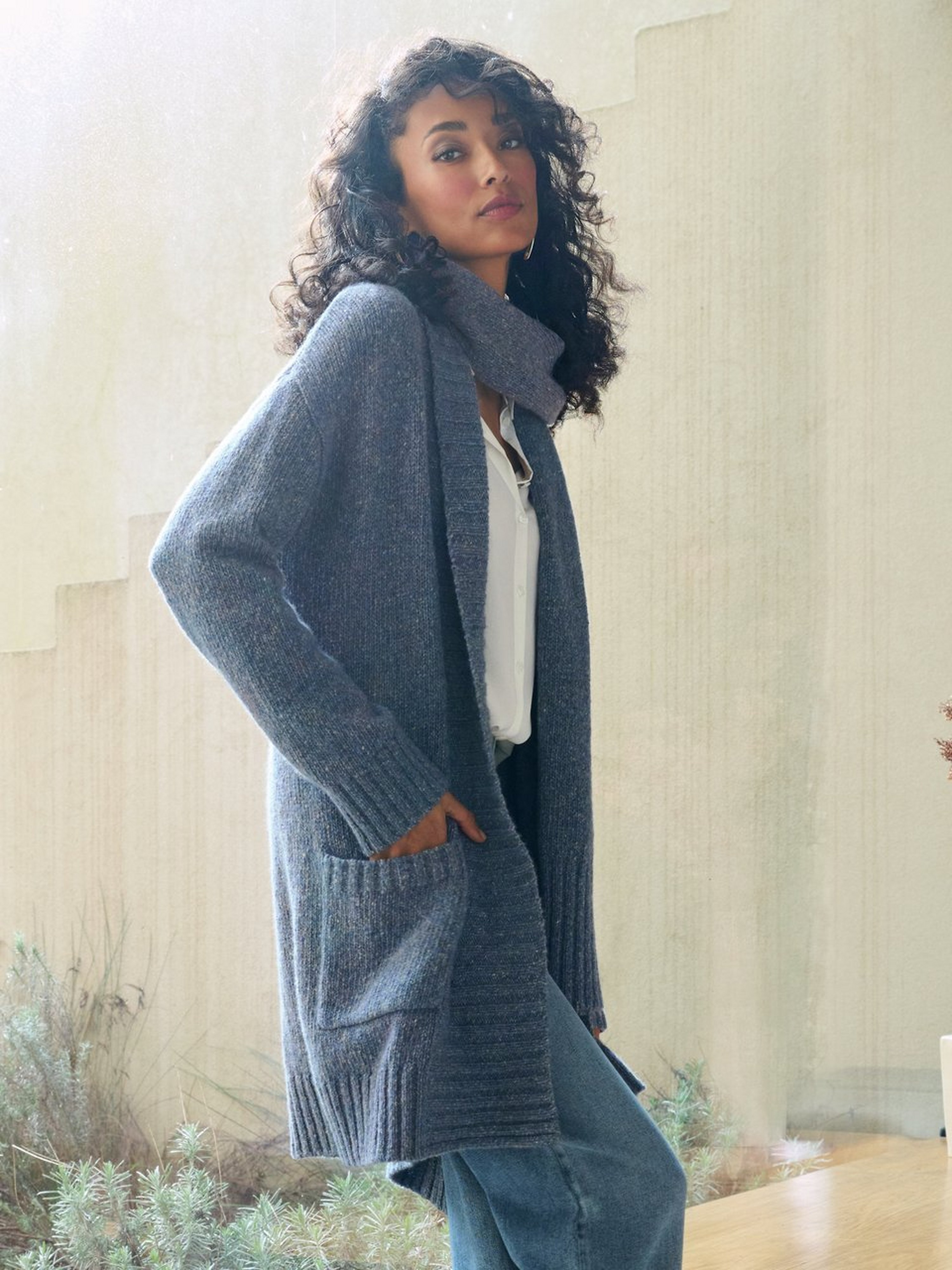 Long-Strickjacke