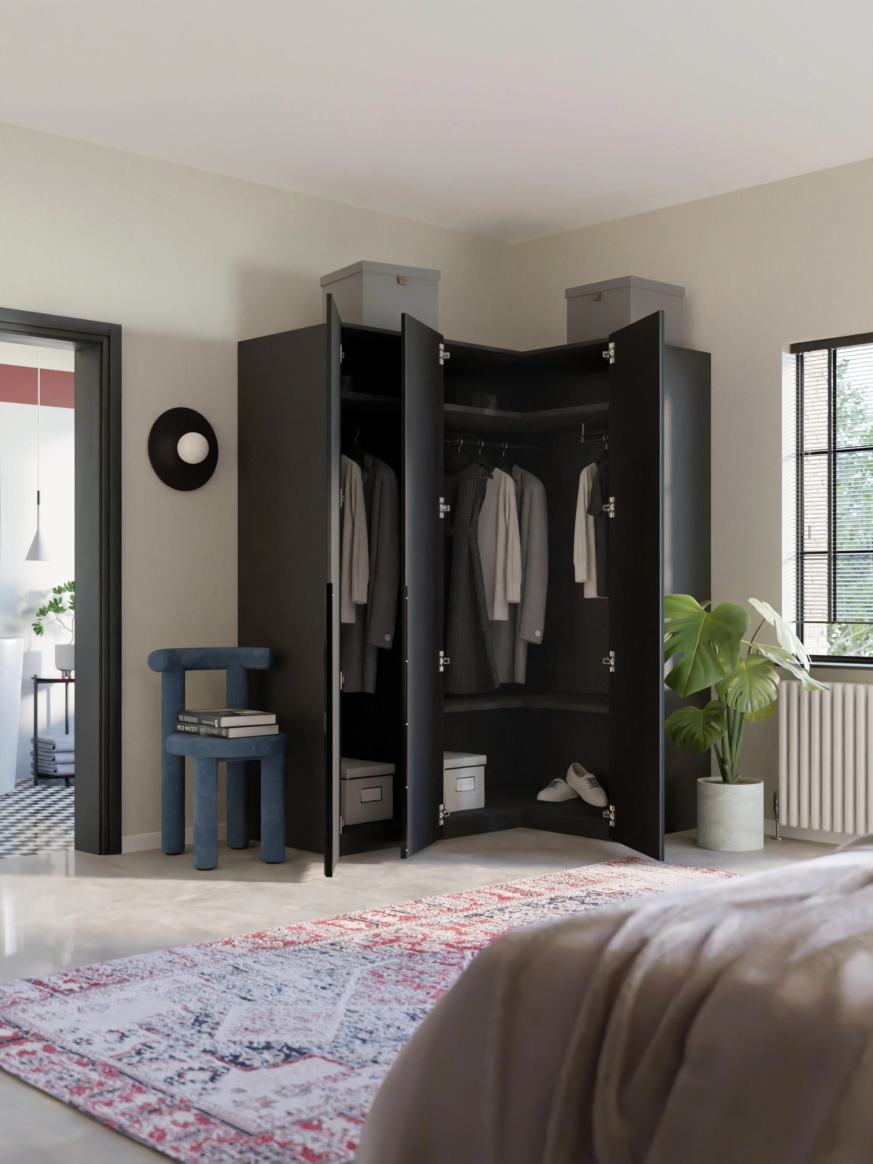 Modulaire hoekkast Leon, 165 cm breed, diverse varianten
