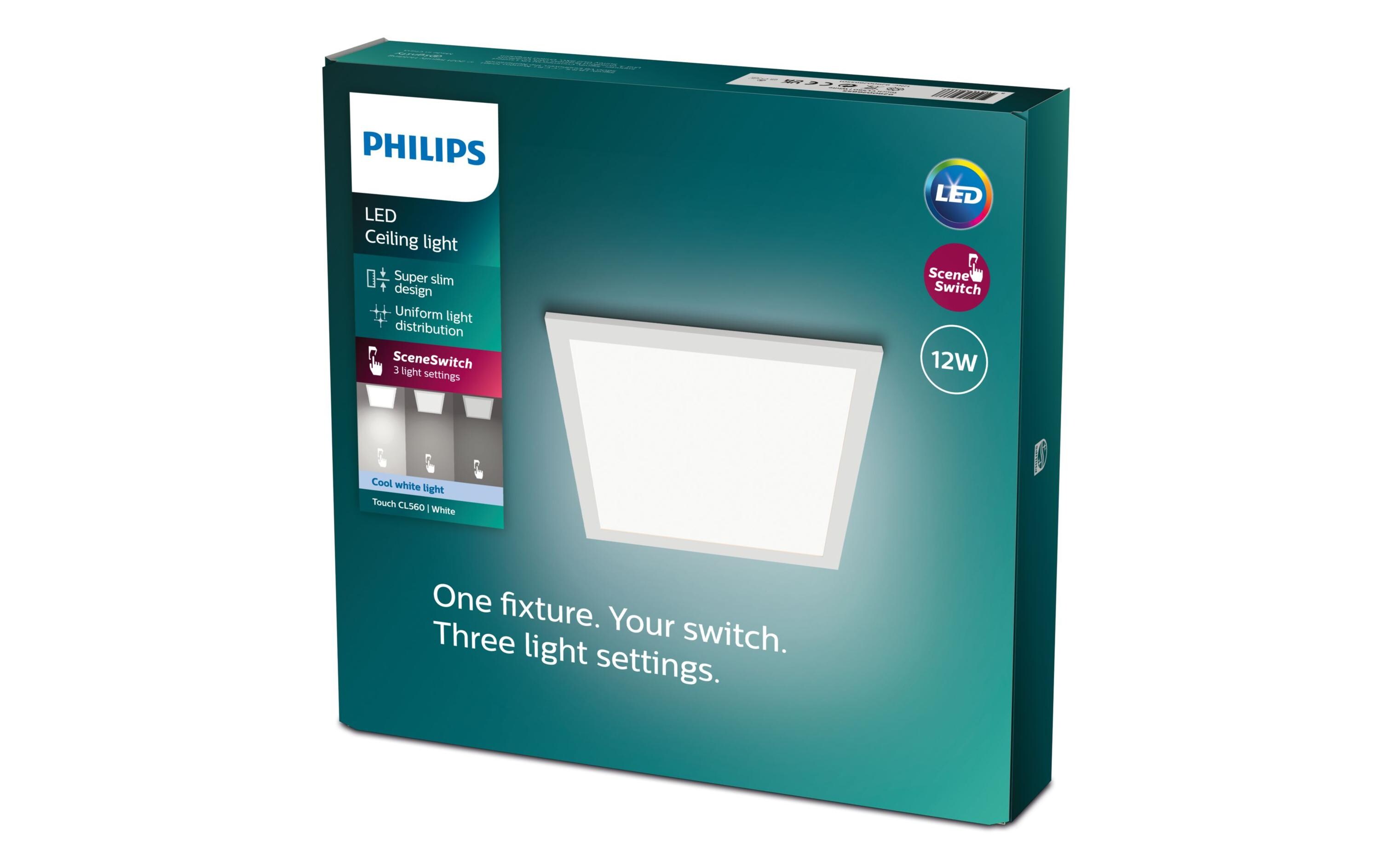 Deckenleuchte Touch SceneSwitch 12 W, 4000 K, WeissQuadratische LED-Leuchte mit Lichtanpassung
