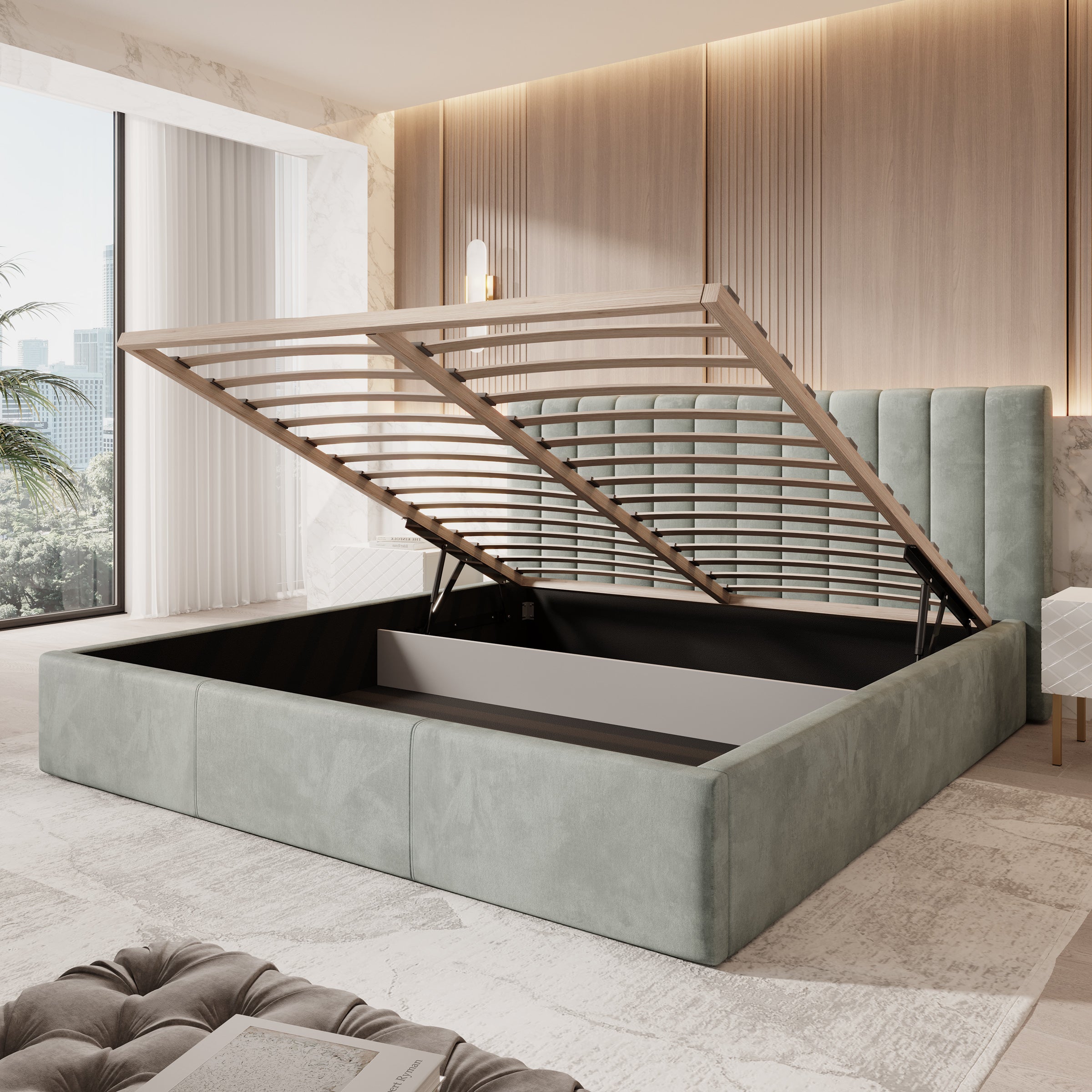 Chief - Tweepersoonsbed - Velvet grijs - 200x200 cm