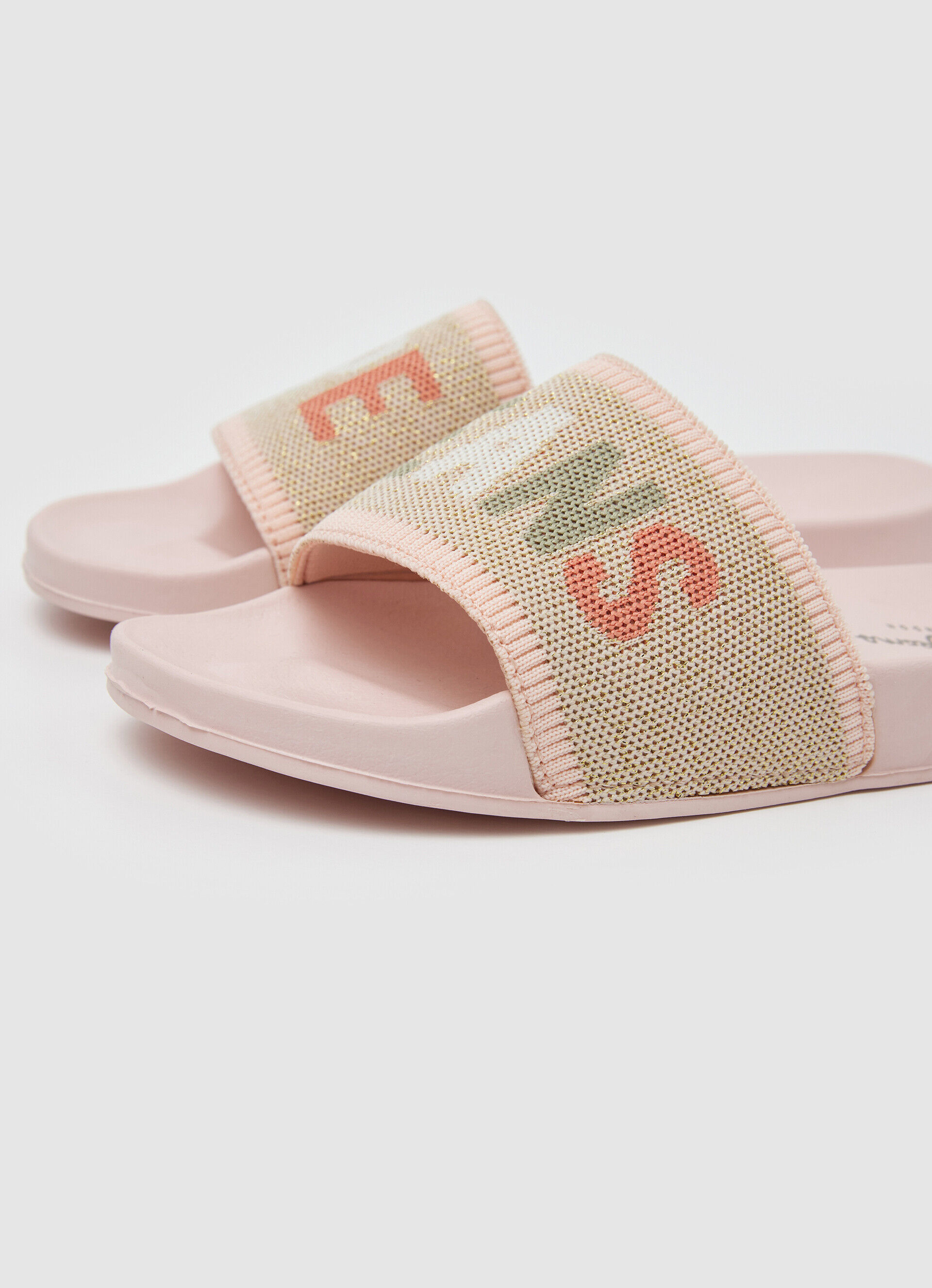 Chinelo de praia de tricô SLIDER - rosa claro