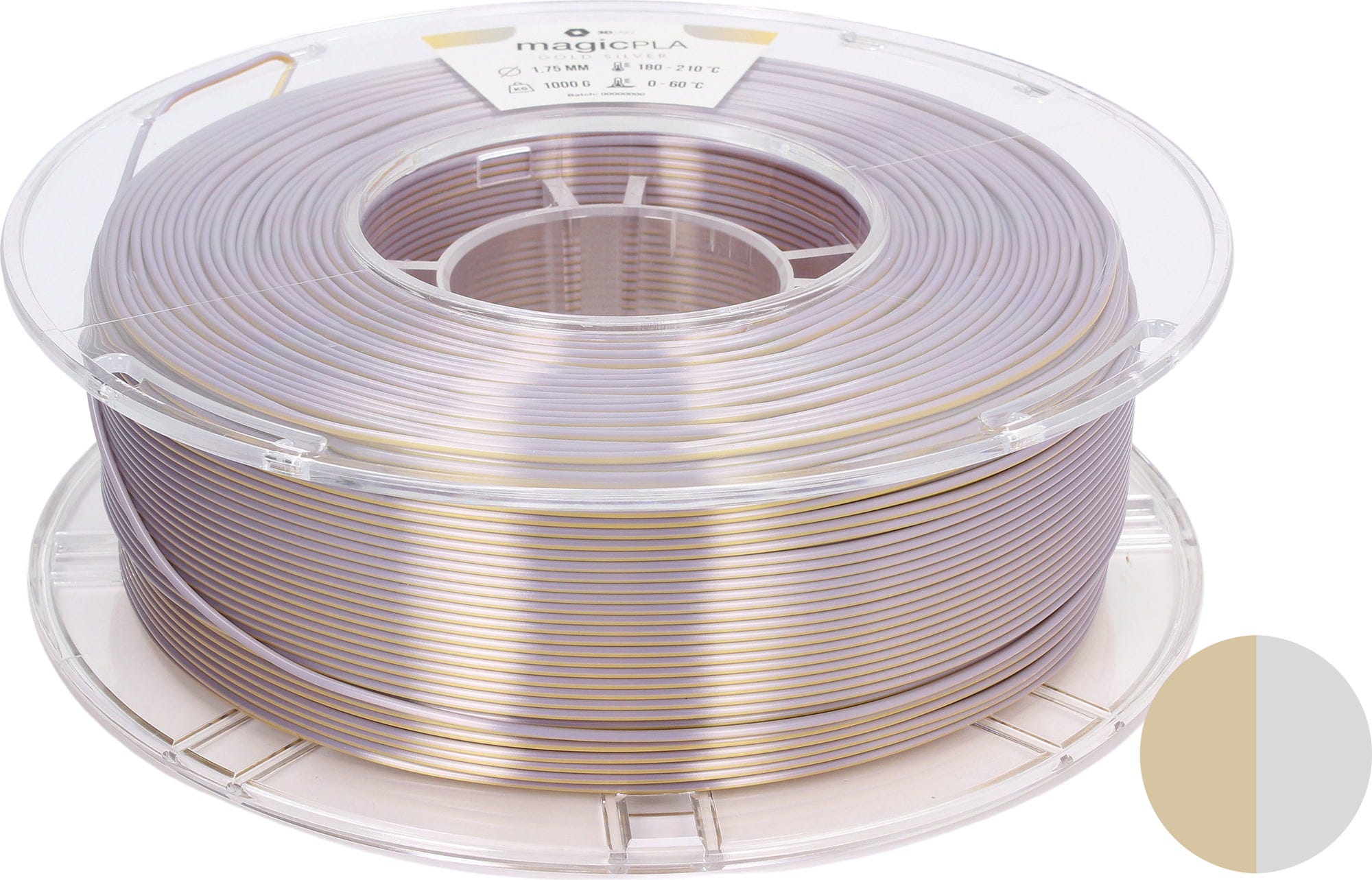 3DJAKE  magicPLA Golden Alloy, 1,75 mm / 1000 g    Zweifarbiges PLA-Filament für bunte Farbkreationen in Golden Alloy