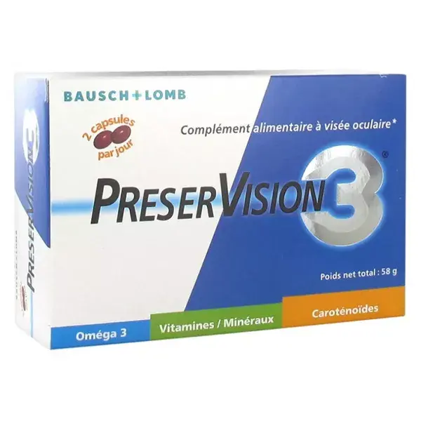 Bausch & Lomb PreserVision 3 - 60 cápsulas - tratamento de 1 mês