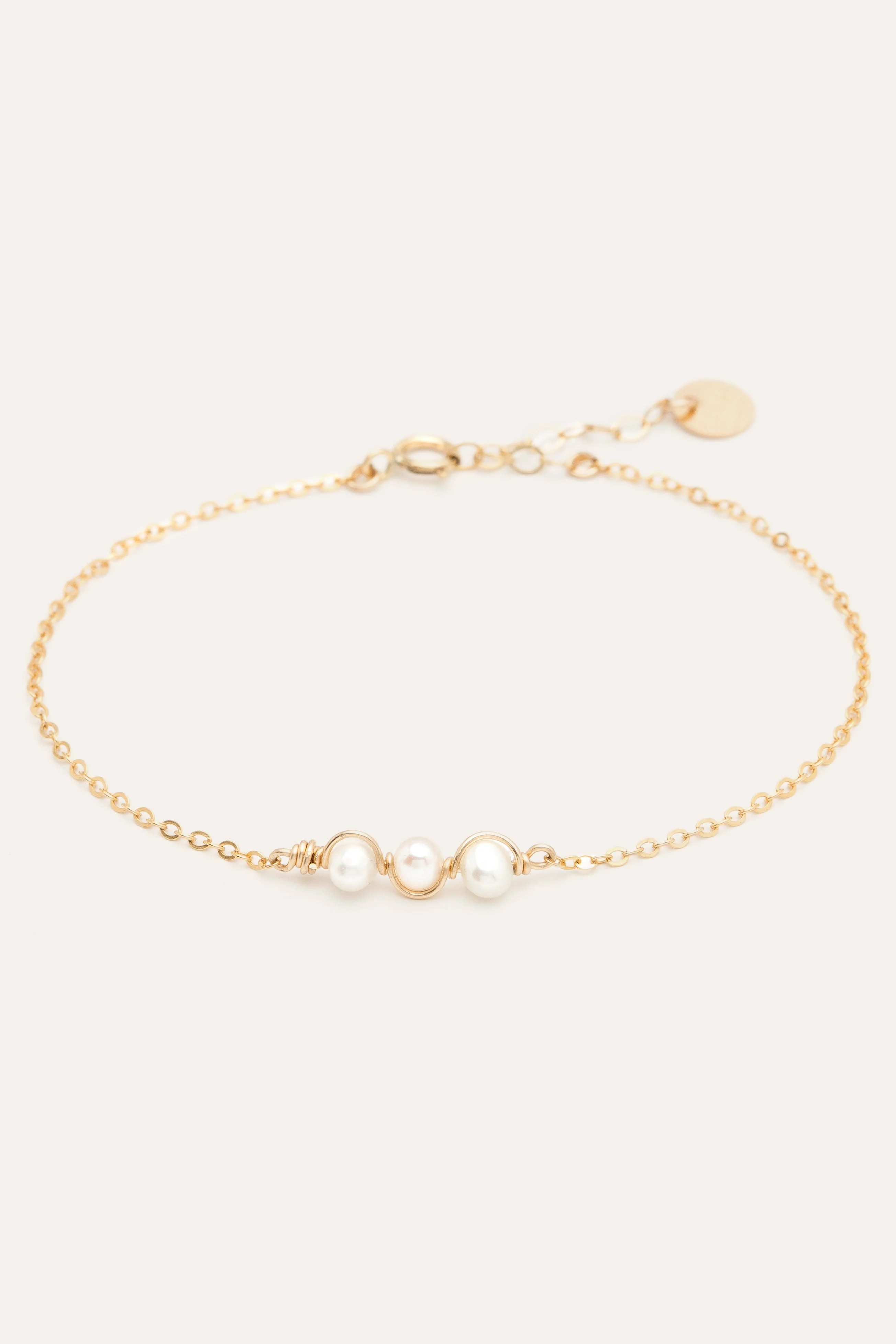 Bracelet vague perles | Doré