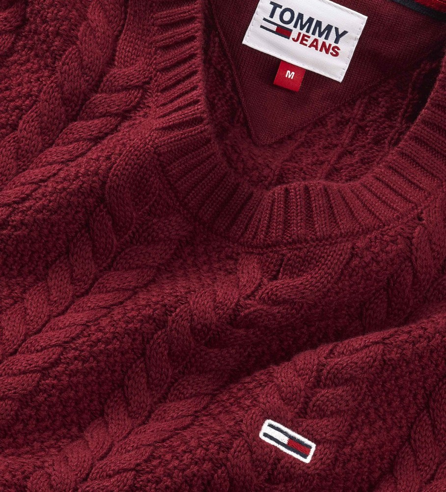 Tommy Jeans Tricô de Cabos Bordô