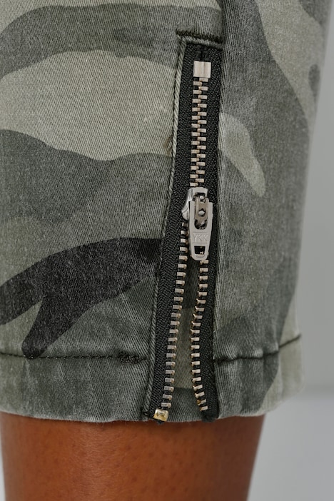 3/4-Hose, Komfort Fit, Camouflage, Destroy-effekte, Patches