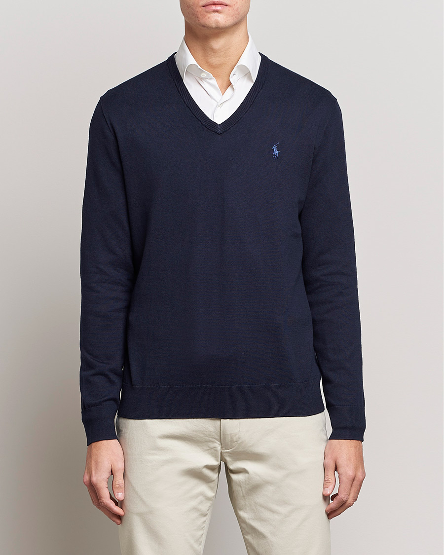 Polo Ralph Lauren Pima Cotton V-neck Pullover Hunter Navy