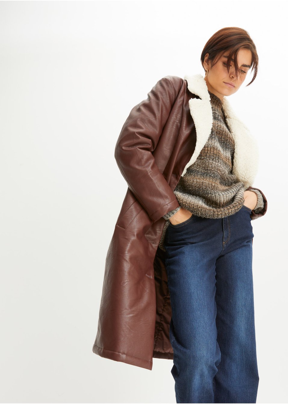 Manteau rembourré avec maille peluche au col