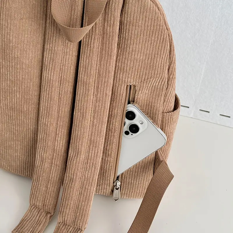 (33x27cm) Kordsamt Rucksack Fashion Umhänge Schultertasche Retro Backpack - Grün