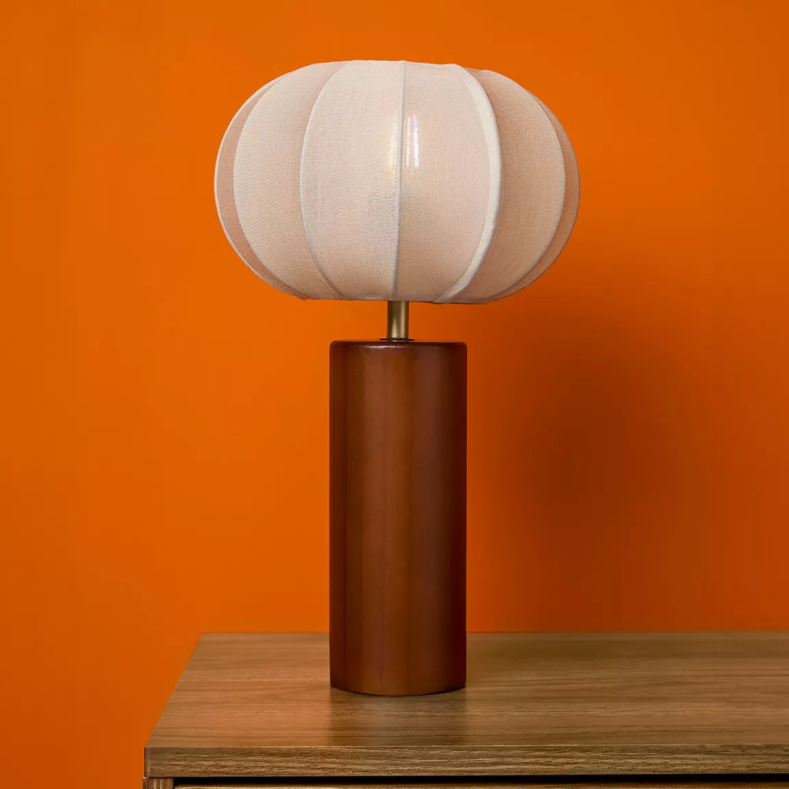 Lampe à poser en coton (H36 cm) Moon Bois foncé