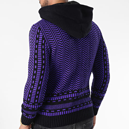 Gilet Zippé Capuche 3007 Bleu Marine Violet