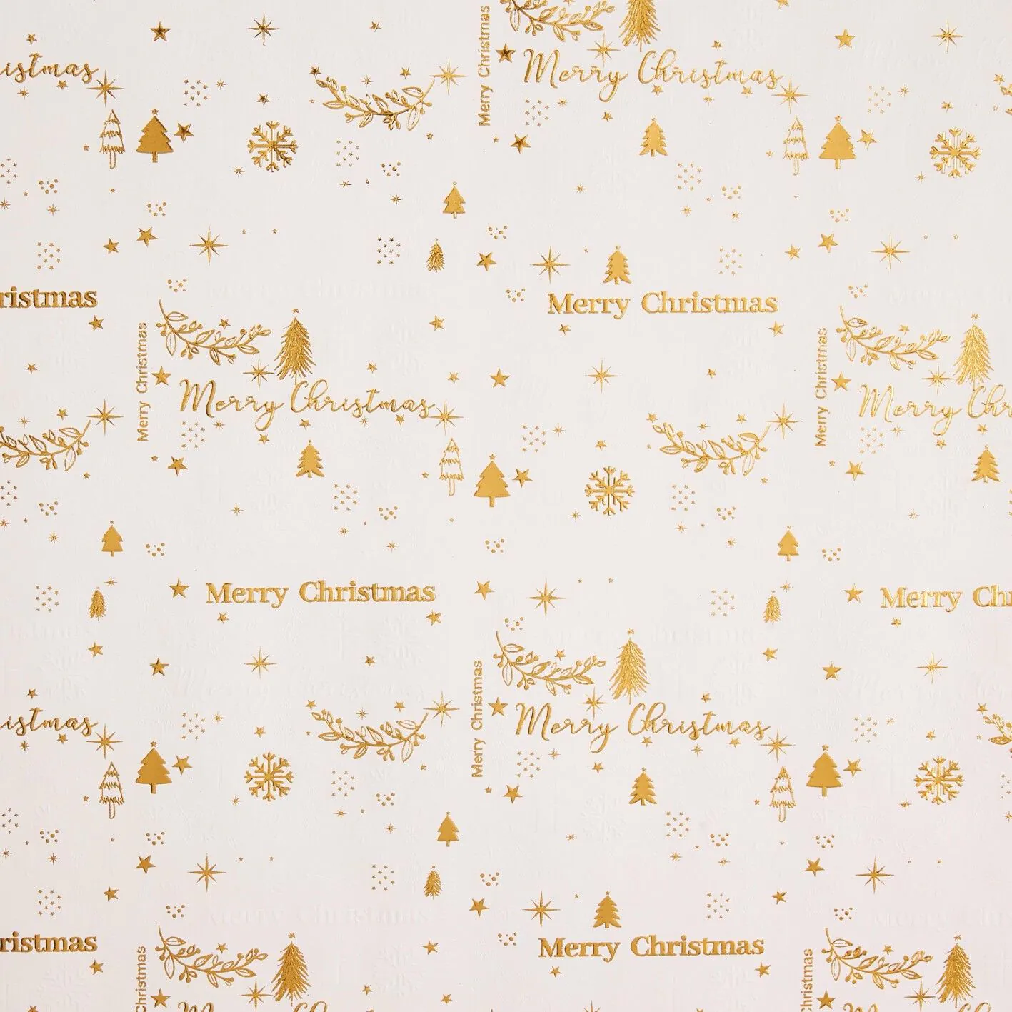 Weihnachtsgeschenkpapier Prägung, Schrift/creme, 2 m