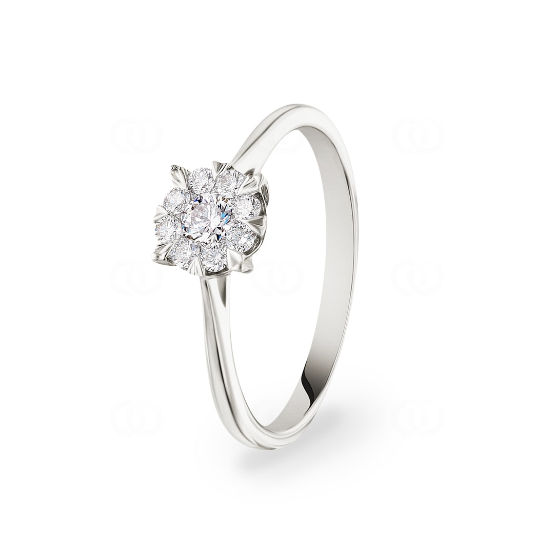 Verlobungsring 750/18 K Weissgold mit Diamanten 0.25 ct H/si