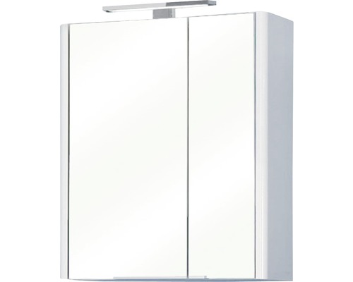 Pelipal Triest spiegelkast, 60 x 20 x 70 cm, wit hoogglans, 2-deurs, LED, IP 44