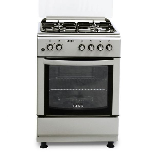 Fogão Haeger a Gás Elétrico 60x60 Inox/Cinza A Branco