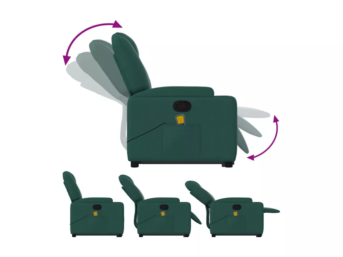 Fauteuil inclinable massant Vert foncé Tissu