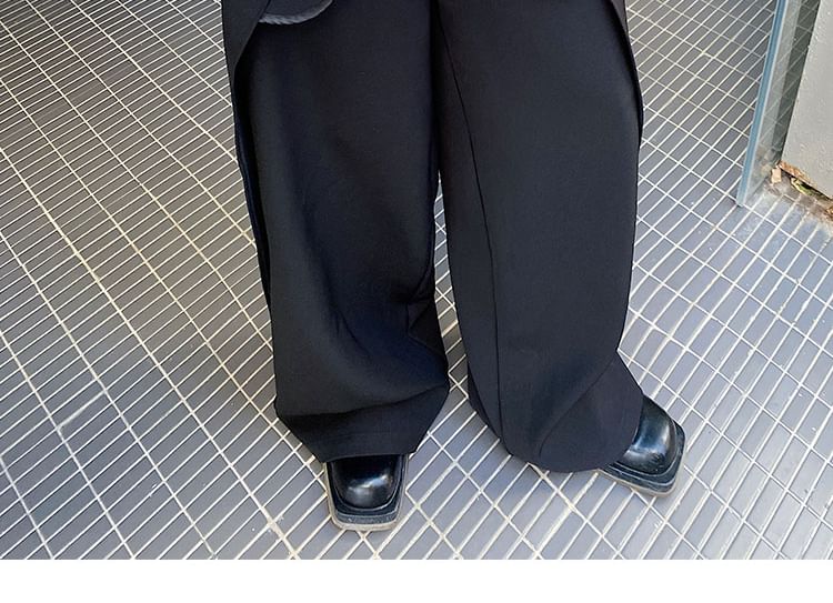Bjorn - Mid Rise Plain Wide Leg Broek