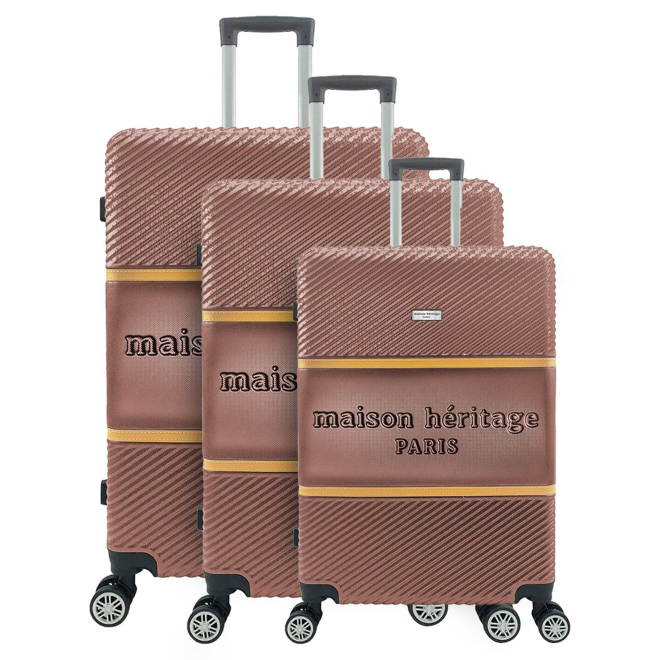 Maison Héritage 3 Valises 4 roues doubles Opéra & Vanity 50/60/70/30 cm  rose doré