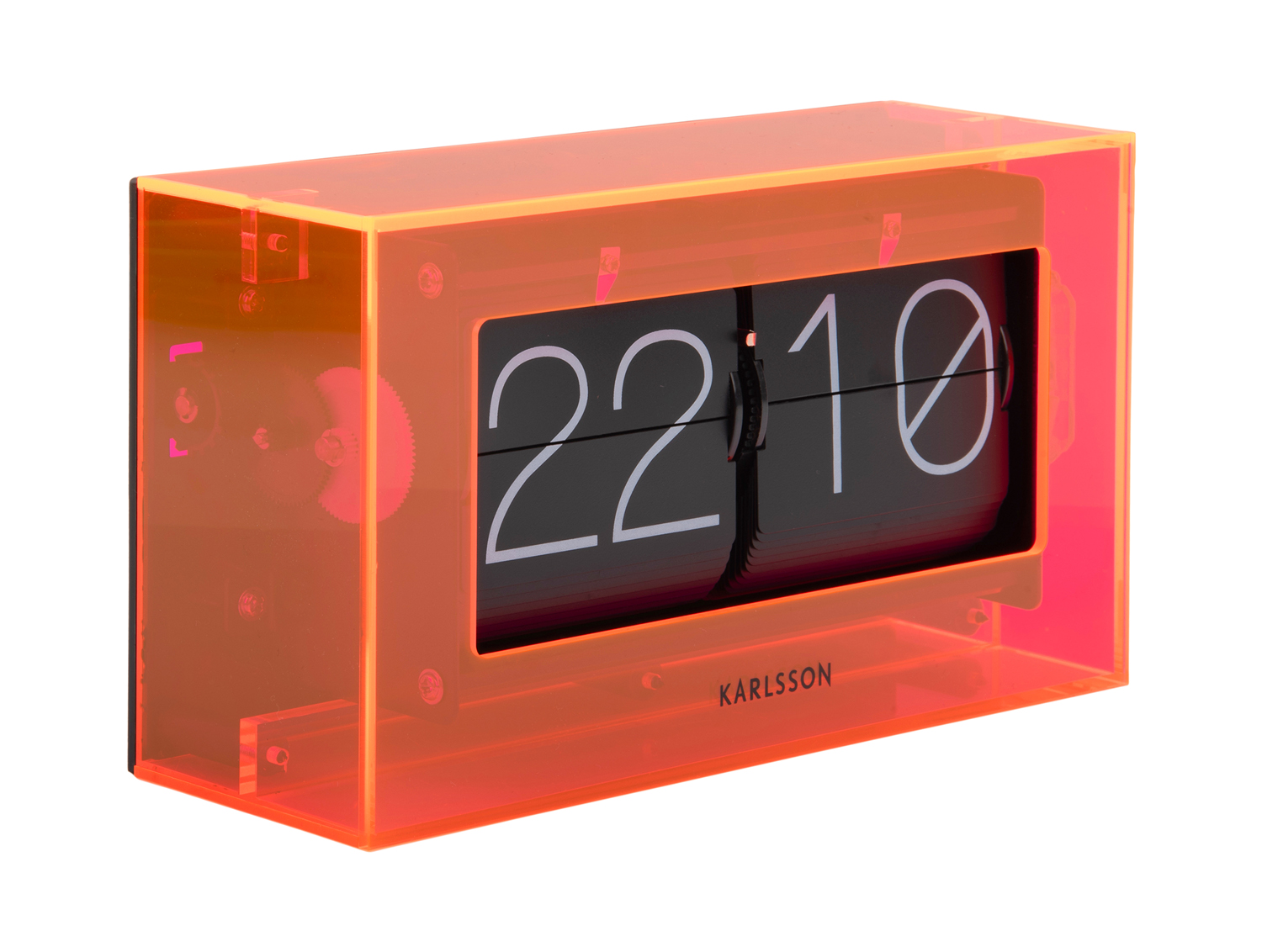 Table clock Boxed Flip acrylic neon orange