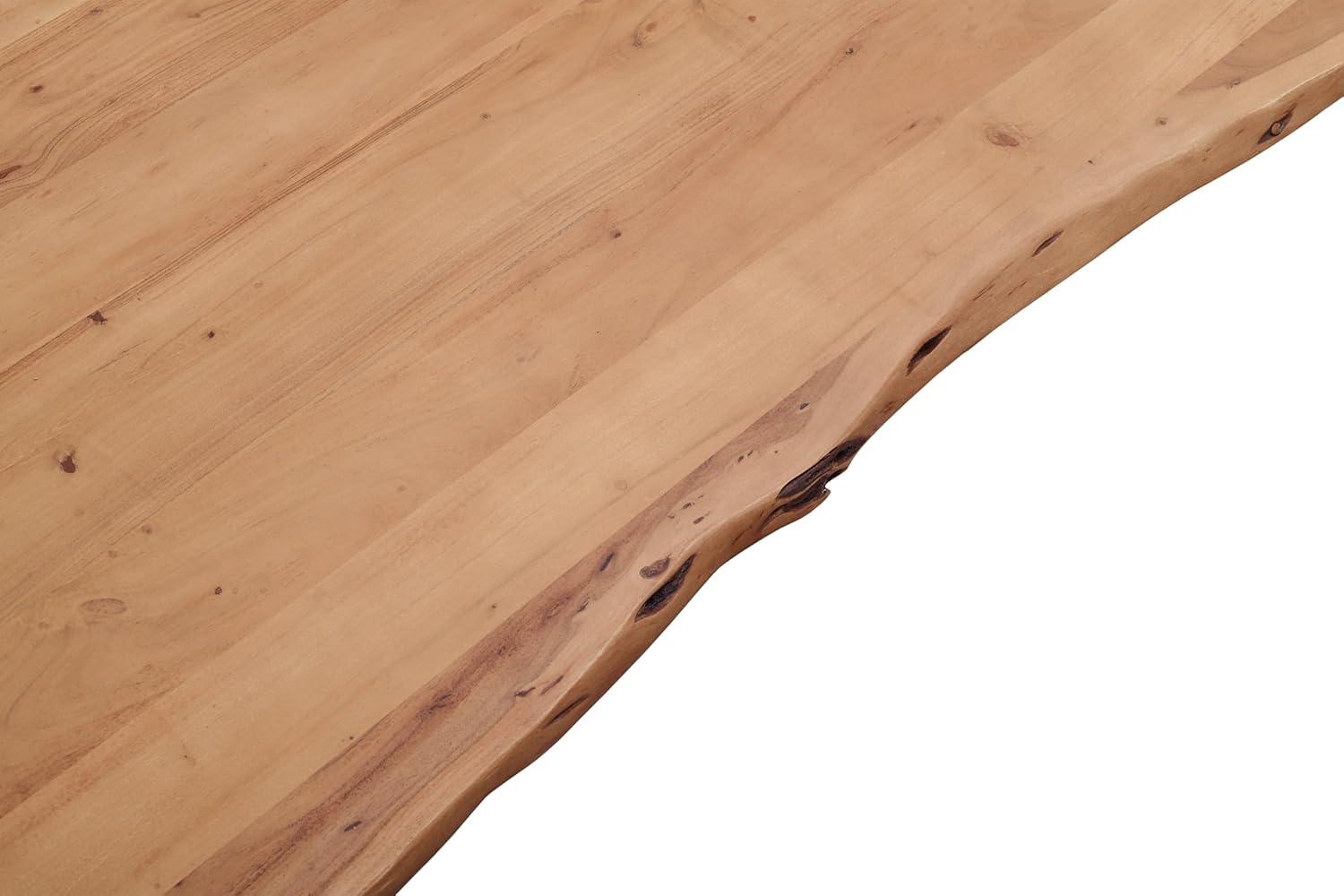 SAM Tischplatte 140 x 80 cm | Akazienholz massiv | Naturfarben | Echte Baumkante | Pflegeleichtes Unikat für DIY-Ideen | geeignet für Esstische, Arbeitsflächen & Bartische