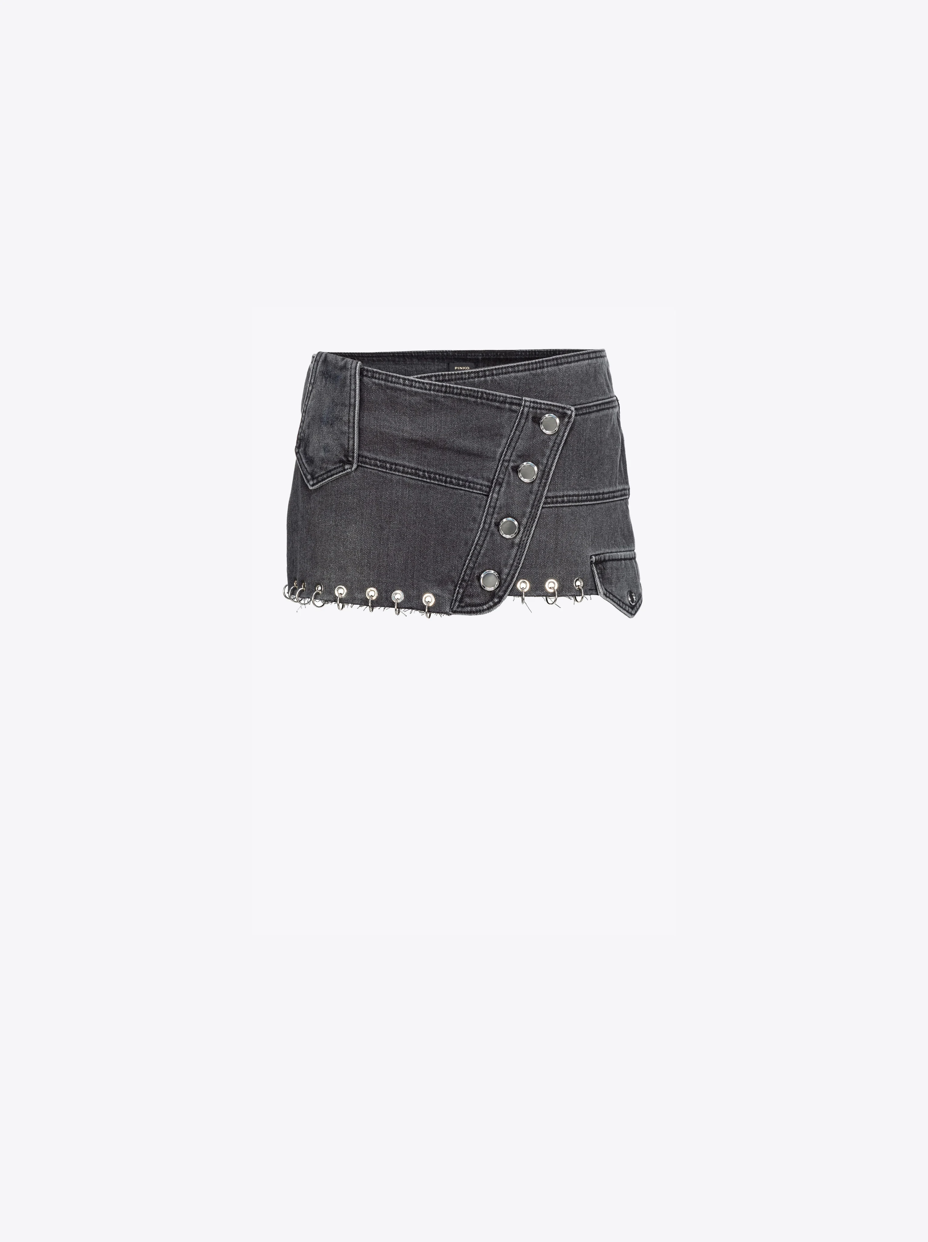 Mini-jupe noir à piercings | Noir