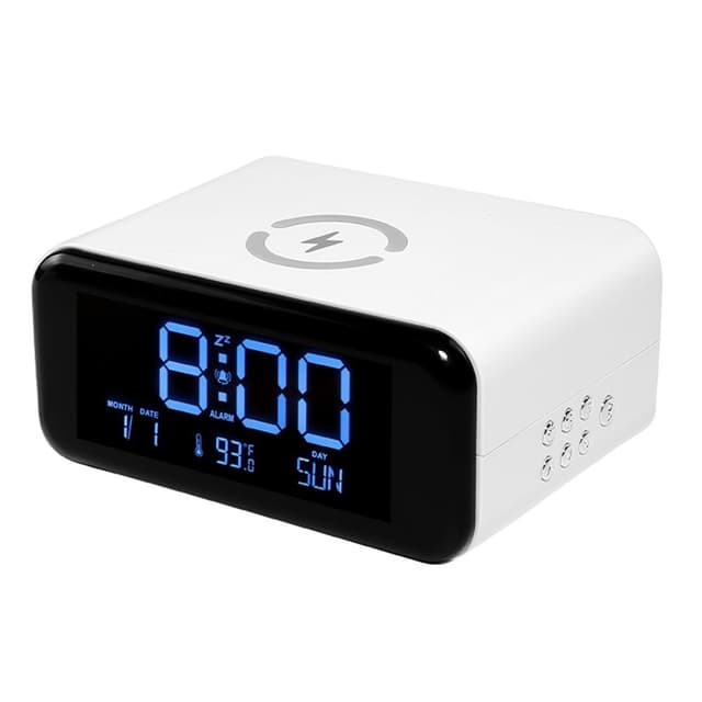 Vækkeur Natlys Bluetooth-højttaler 15W Trådløs opladning Stor skærm