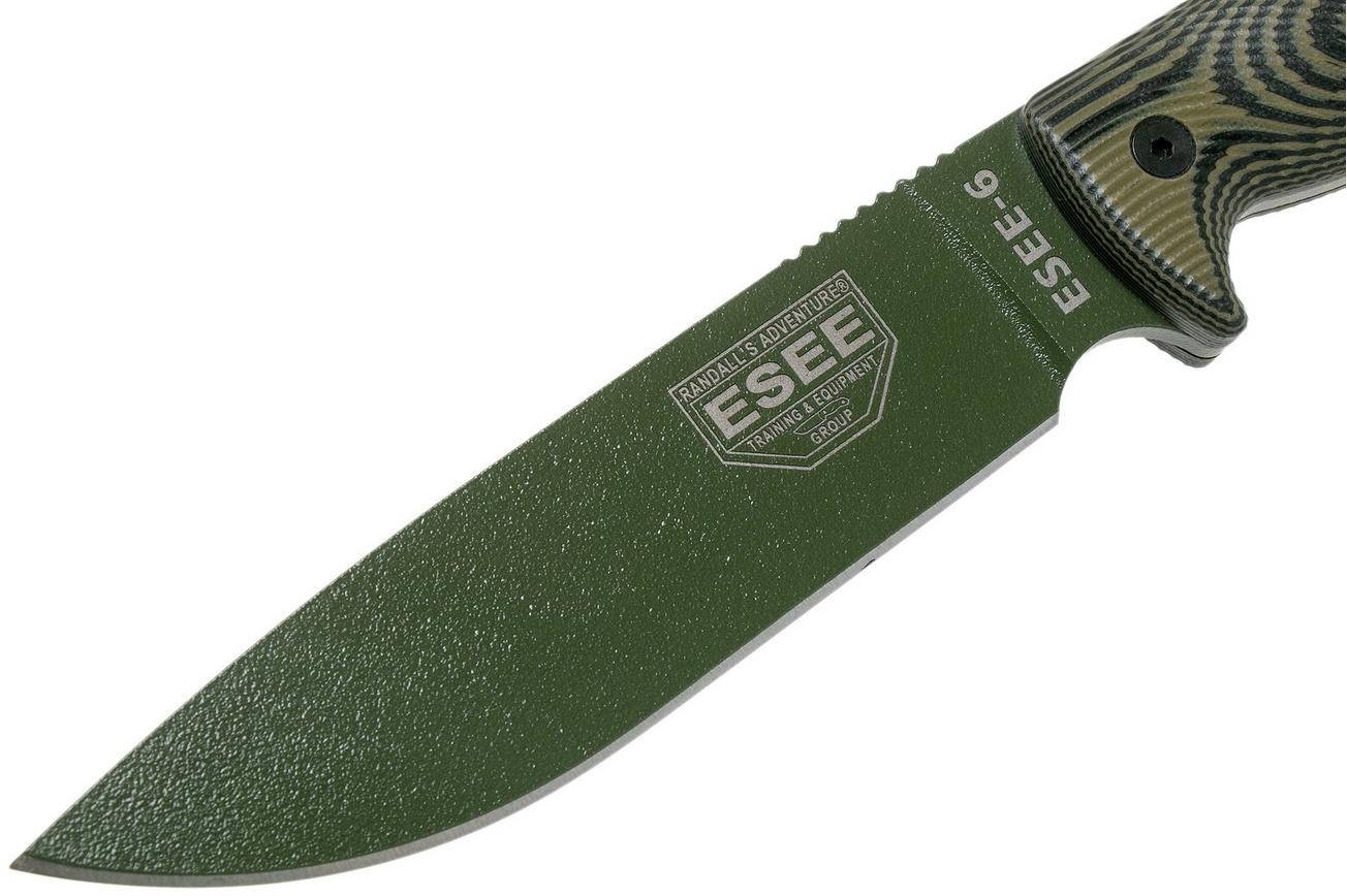 ESEE Model 6 OD Green Blade 3D OD Green-Black G10 survivalmes 6POD-003 zwarte schede   clip plate
