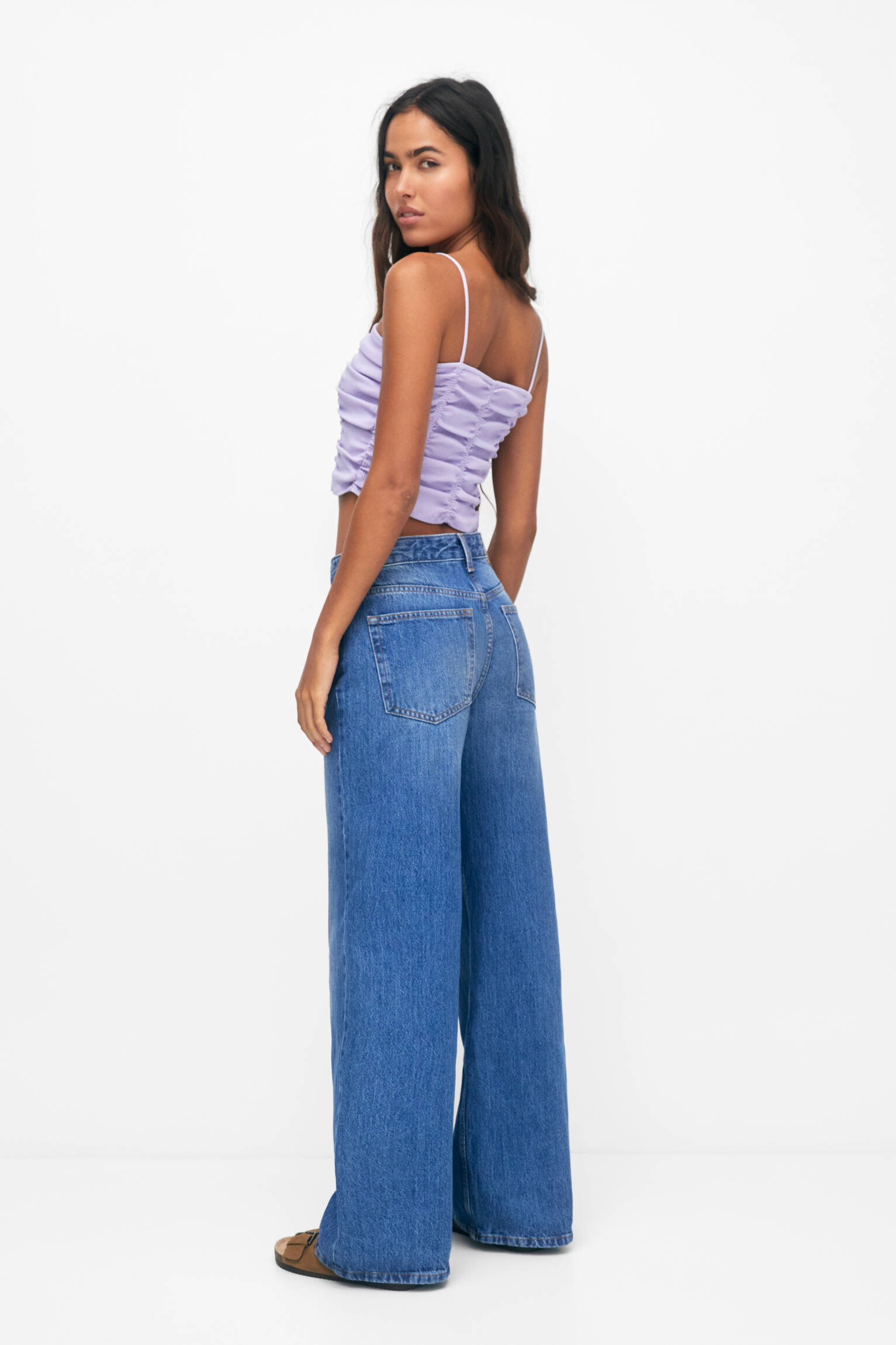 Top cropped lilás com babados - lilás