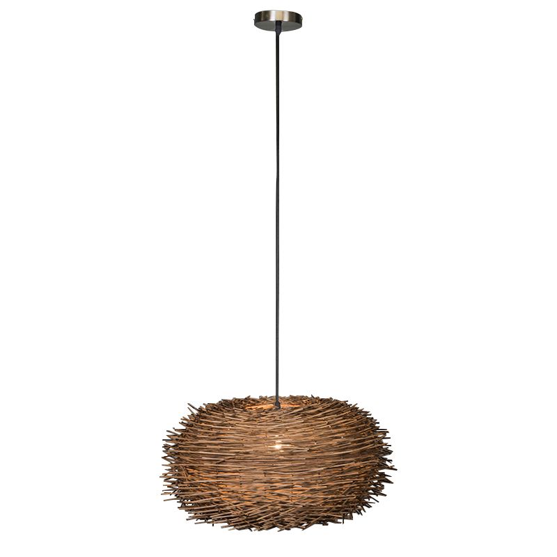 Landelijke hanglamp bruin rotan - Hatch 45